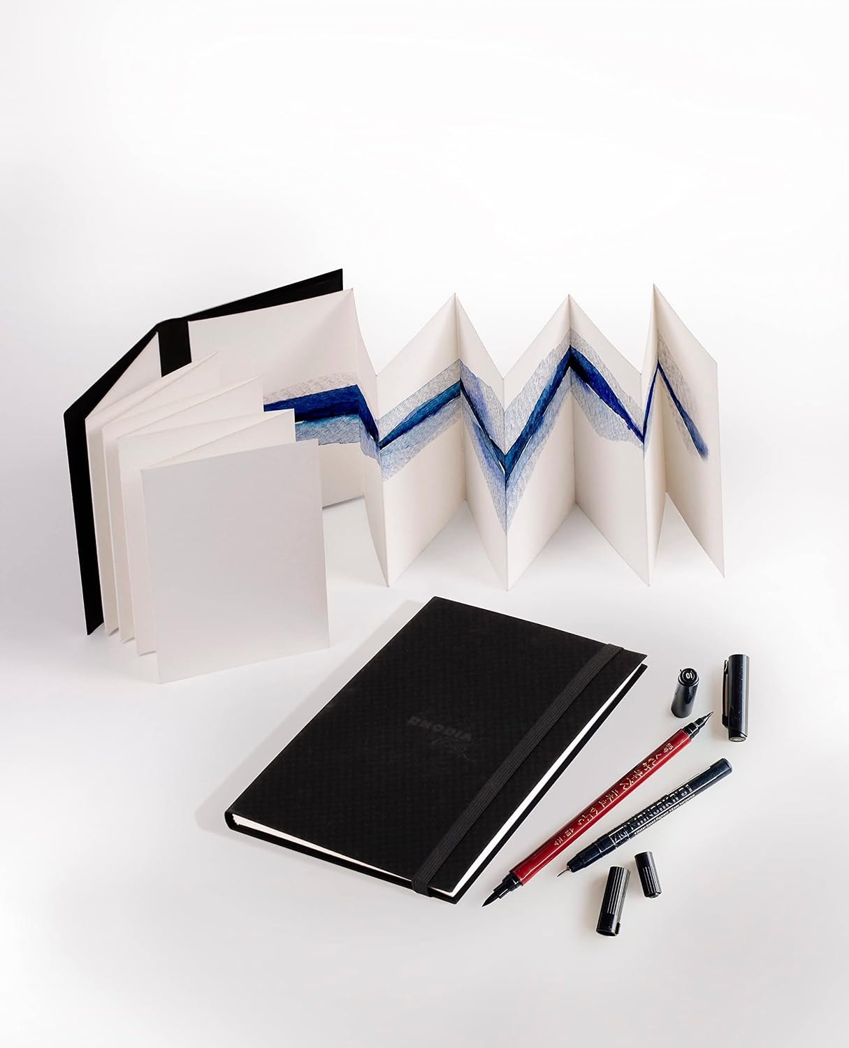 image:imageRhodia 116152C  Rhodia Touch Watercolor Book 100 fine Grain Cotton Paper 300g  A6 Portrait 32 Pages 16x2 Rigid Double Accordion Notebooka6