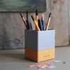 image:imageRHODIA 194522C  Gold Pencil Pot  8x8x11 cm  Orange Saddle Stitching  Faux Leather Exterior  Home Office Collection Rhodiarama  Office Organization amp Designer StorageChocolate