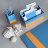 image:imageRHODIA 194522C  Gold Pencil Pot  8x8x11 cm  Orange Saddle Stitching  Faux Leather Exterior  Home Office Collection Rhodiarama  Office Organization amp Designer StoragePoppy