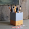 image:imageRHODIA 194522C  Gold Pencil Pot  8x8x11 cm  Orange Saddle Stitching  Faux Leather Exterior  Home Office Collection Rhodiarama  Office Organization amp Designer StorageSilver