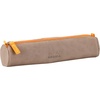 image:imageRhodia 318890C  Orange Rhodiarama Round Pencil Case  215 x 55 cm  Genuine Orange Stitching  Ivory Jersey Interior  Faux Leather  Storage for Pens Pencils Markers Small SuppliesTaupe