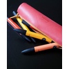 image:imageRhodia 318890C  Orange Rhodiarama Round Pencil Case  215 x 55 cm  Genuine Orange Stitching  Ivory Jersey Interior  Faux Leather  Storage for Pens Pencils Markers Small SuppliesRaspberry