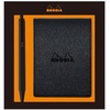 image:imageRhodia cfmtpu11or Notepad with Cover No11 A7 Metallic PU Leather Orange Block Rodia No11 with Orange80 Pieces 02 inch 5 mm Square PEFC CertifiedBlack