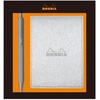 image:imageRhodia cfmtpu11or Notepad with Cover No11 A7 Metallic PU Leather Orange Block Rodia No11 with Orange80 Pieces 02 inch 5 mm Square PEFC CertifiedSilver