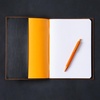 image:imageRhodia cfmtpu11or Notepad with Cover No11 A7 Metallic PU Leather Orange Block Rodia No11 with Orange80 Pieces 02 inch 5 mm Square PEFC CertifiedSilver