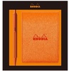image:imageRhodia cfmtpu11or Notepad with Cover No11 A7 Metallic PU Leather Orange Block Rodia No11 with Orange80 Pieces 02 inch 5 mm Square PEFC Certifiedorange