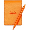 image:imageRhodia cfmtpu11or Notepad with Cover No11 A7 Metallic PU Leather Orange Block Rodia No11 with Orange80 Pieces 02 inch 5 mm Square PEFC Certifiedorange