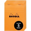 image:imageRhodia 13200Amzc  Pack of 5 Stapled Notepads N13 Orange  A6  Small Squares  80 Detachable Sheets  Clairefontaine White Paper 80 gm  Soft and Durable Coated Card Cover