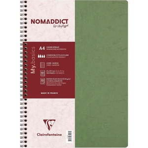 image:imageClairefontaine  Ref 785961C  Age Bag Wirebound Notebook 100 Pages  9 x 14cm Lined Rulings 90gsm Brushed Vellum Paper Pocket for Loose Documents  Black CoverGreen