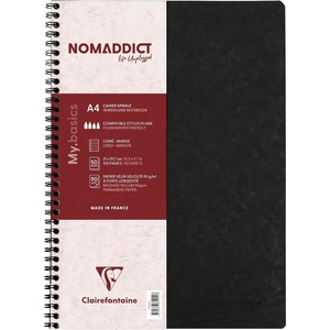 image:imageClairefontaine 781451C Age Bag Collection One Black Spiral Notebook  A4 21x297 cm  100 Margined Lined Pages  90 g White Paper  Leather Grain Glossy Card CoverBlack