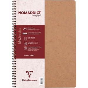 image:imageClairefontaine 78145C Collection Age Bag Tobacco Spiral Notebook  A4 21x297 cm  100 Lined Pages with Margin  90 g White Paper  Glossy Cardboard Cover Grain LeatherTobacco