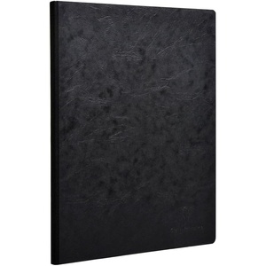 image:imageClairefontaine 791464C Collection Age Bag Blue Canvas Stitched Notebook  A4 21x297 cm  192 Lined Pages  90 g White Paper  Glossy Leather Grain Card CoverBlack