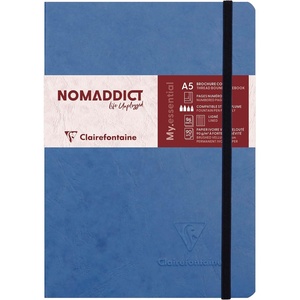 image:imageClairefontaine 793462C Collection Age Bag One Stitched MyEssential Stitched Elastic Notebook Red  A5 148x21 cm  192 Numbered Lined Pages  90 g Ivory Paper  Grain Leather Glossy HardcoverBlue