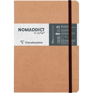 image:imageClairefontaine 793462C Collection Age Bag One Stitched MyEssential Stitched Elastic Notebook Red  A5 148x21 cm  192 Numbered Lined Pages  90 g Ivory Paper  Grain Leather Glossy HardcoverTobacco