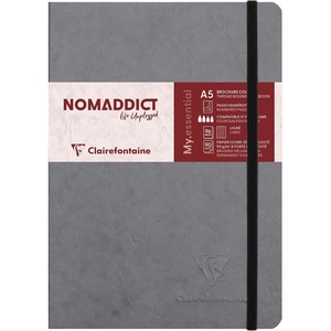 image:imageClairefontaine 793462C Collection Age Bag One Stitched MyEssential Stitched Elastic Notebook Red  A5 148x21 cm  192 Numbered Lined Pages  90 g Ivory Paper  Grain Leather Glossy HardcoverGrey