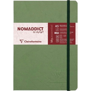image:imageClairefontaine 793462C Collection Age Bag One Stitched MyEssential Stitched Elastic Notebook Red  A5 148x21 cm  192 Numbered Lined Pages  90 g Ivory Paper  Grain Leather Glossy HardcoverGreen