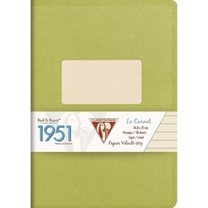 image:imageClairefontaine Back to Basics 1951 Clothbound Notebook 5 34 x 8 14 96 Pages Lined  BlueGreen