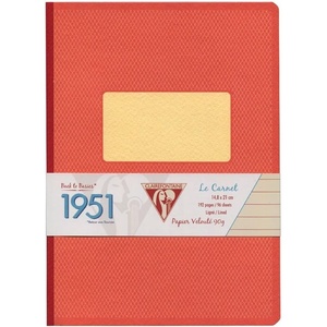 image:imageClairefontaine Back to Basics 1951 Clothbound Notebook 5 34 x 8 14 96 Pages Lined  BlueRed Coral