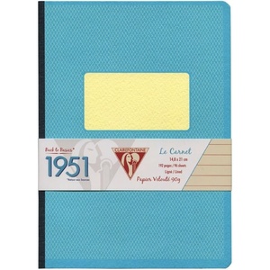 image:imageClairefontaine Back to Basics 1951 Clothbound Notebook 5 34 x 8 14 96 Pages Lined  BlueTurquoise