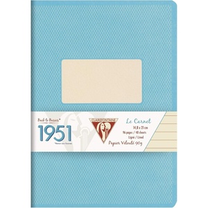 image:imageClairefontaine Back to Basics 1951 Staplebound Notebook 5 34 x 8 14 96 Pages Lined  TurquoiseTurquoise