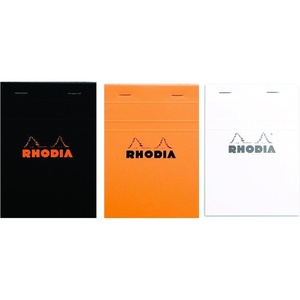 image:imagePack of 3 Rhodia Top Staplebound No 13 Graph Notepad 4 X 6 Orange Black and White