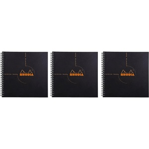 image:imagePack of 3 Rhodia Wirebound Reverse Black Notebooks graph  814 in x 814 in