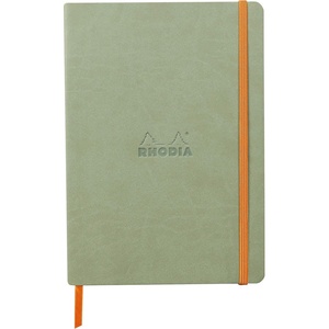 image:imageRHODIA 117559C  Soft Notebook Iris  19x25 cm  Dot Dot  160 pages  Clairefontaine Ivory Paper 90 gm  Bookmark Elastic Closure  Faux Leather Cover  Rhodiarama CollectionCeladon