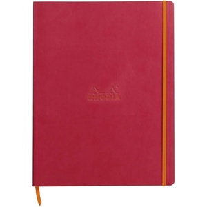 image:imageRHODIA 117702C  Black Flexible Notebook  A4  Lined  160 Detachable Pages  Ivory Clairefontaine Paper 90 gm  Bookmark Elastic Closure  Faux Leather Cover  Rhodiarama CollectionRaspberry