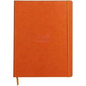 image:imageRHODIA 117702C  Black Flexible Notebook  A4  Lined  160 Detachable Pages  Ivory Clairefontaine Paper 90 gm  Bookmark Elastic Closure  Faux Leather Cover  Rhodiarama CollectionTangerine