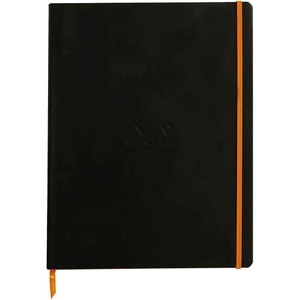 image:imageRHODIA 117702C  Black Flexible Notebook  A4  Lined  160 Detachable Pages  Ivory Clairefontaine Paper 90 gm  Bookmark Elastic Closure  Faux Leather Cover  Rhodiarama CollectionBlack