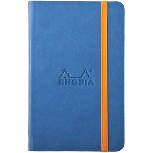 image:imageRHODIA 118742C  Black Rigid Notebook  A5  Lined  192 pages  Ivory Clairefontaine Paper 90 gm  Bookmark Elastic Closure  Faux Leather Cover  Rhodiarama CollectionSapphire