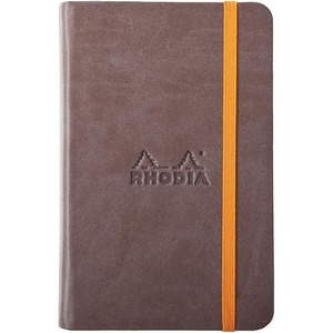 image:imageRHODIA 118742C  Black Rigid Notebook  A5  Lined  192 pages  Ivory Clairefontaine Paper 90 gm  Bookmark Elastic Closure  Faux Leather Cover  Rhodiarama CollectionChocolate