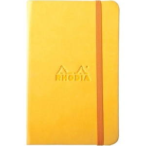 image:imageRHODIA 118742C  Black Rigid Notebook  A5  Lined  192 pages  Ivory Clairefontaine Paper 90 gm  Bookmark Elastic Closure  Faux Leather Cover  Rhodiarama CollectionYellow