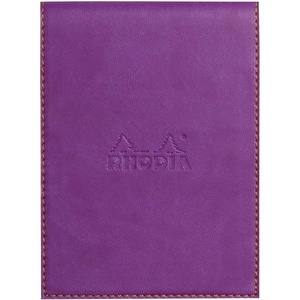 image:imageRHODIA 128104C  Clipboard Case  Stapled Notepad No 12 Taupe  85x12 cm  Small Squares  80 Detachable Sheets  80G White Clairefontaine Paper  Pencil Holder  Faux Leather  RhodiaramaPurple