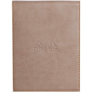 image:imageRHODIA 128104C  Clipboard Case  Stapled Notepad No 12 Taupe  85x12 cm  Small Squares  80 Detachable Sheets  80G White Clairefontaine Paper  Pencil Holder  Faux Leather  RhodiaramaTaupe
