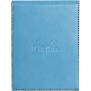 image:imageRHODIA 128214C  Clipboard Case  Stapled Notepad N12 Tangerine  85x12 cm  Lined  80 Detachable Sheets  80G White Clairefontaine Paper  Pencil Holder  Faux Leather  Rhodiarama CollectionTurquoise Blue
