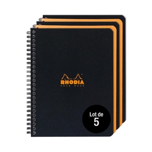 image:imageRHODIA 19342Cpack  Lot de 5 Cahiers  Spirale Reliure Intgrale Notebook Noir ou Orange  A5 16 x 21 cm  Petits Carreaux  160 p Dtachables  80 gm  Couverture Souple et rsistante
