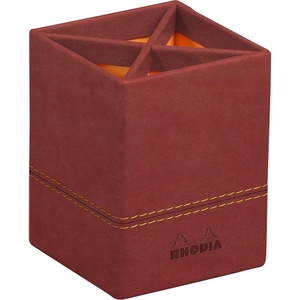 image:imageRHODIA 194522C  Gold Pencil Pot  8x8x11 cm  Orange Saddle Stitching  Faux Leather Exterior  Home Office Collection Rhodiarama  Office Organization amp Designer StorageNacarat