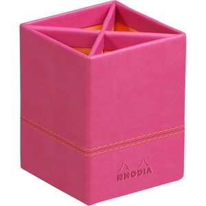 image:imageRHODIA 194522C  Gold Pencil Pot  8x8x11 cm  Orange Saddle Stitching  Faux Leather Exterior  Home Office Collection Rhodiarama  Office Organization amp Designer StorageRaspberry