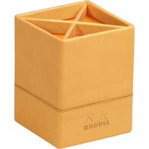 image:imageRHODIA 194522C  Gold Pencil Pot  8x8x11 cm  Orange Saddle Stitching  Faux Leather Exterior  Home Office Collection Rhodiarama  Office Organization amp Designer StorageOrange