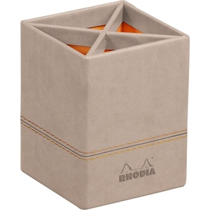 image:imageRHODIA 194522C  Gold Pencil Pot  8x8x11 cm  Orange Saddle Stitching  Faux Leather Exterior  Home Office Collection Rhodiarama  Office Organization amp Designer StorageRose Smoke