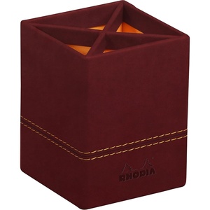 image:imageRHODIA 194522C  Gold Pencil Pot  8x8x11 cm  Orange Saddle Stitching  Faux Leather Exterior  Home Office Collection Rhodiarama  Office Organization amp Designer StorageBurgundy