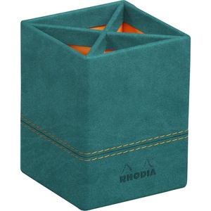 image:imageRHODIA 194522C  Gold Pencil Pot  8x8x11 cm  Orange Saddle Stitching  Faux Leather Exterior  Home Office Collection Rhodiarama  Office Organization amp Designer StoragePeacock