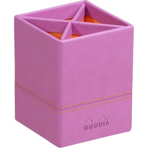 image:imageRHODIA 194522C  Gold Pencil Pot  8x8x11 cm  Orange Saddle Stitching  Faux Leather Exterior  Home Office Collection Rhodiarama  Office Organization amp Designer StorageLilac