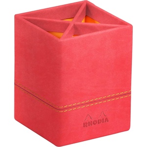 image:imageRHODIA 194522C  Gold Pencil Pot  8x8x11 cm  Orange Saddle Stitching  Faux Leather Exterior  Home Office Collection Rhodiarama  Office Organization amp Designer StorageCoral