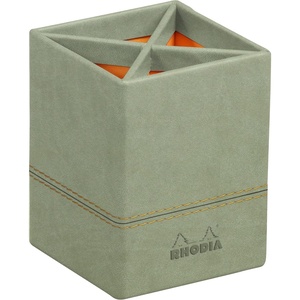 image:imageRHODIA 194522C  Gold Pencil Pot  8x8x11 cm  Orange Saddle Stitching  Faux Leather Exterior  Home Office Collection Rhodiarama  Office Organization amp Designer StorageCeladon