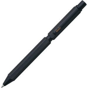 image:imageRHODIA 9342C  3 in 1 scRipt Multipen 2 Ballpoint Pens 05 mm Black amp Red  1 Graphite Mechanical Pencil 05 mm  Hexagonal Body in Black Brushed Aluminium  Refillable  Eraser Under the Push Button