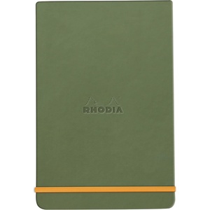 image:imageRHODIA Rhodiarama 194360C  Rigid Webnotepad Notebook  A6  Ruled  192 Detachable Pages  Clairefontaine Ivory Paper 90 gm  Bookmark Elastic Closure  Imitation Leather CoverSage