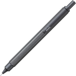 image:imageRHODIA cf9288 Ballpoint Pen Script 07mm Hexagonal Shaft Aluminum Body Hairlined Low Viscosity Oilbased Ink OrangeBlack