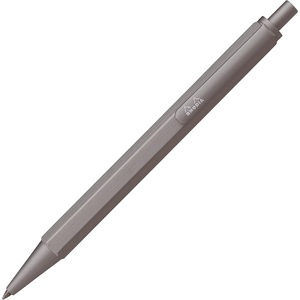 image:imageRHODIA cf9288 Ballpoint Pen Script 07mm Hexagonal Shaft Aluminum Body Hairlined Low Viscosity Oilbased Ink OrangeSilver